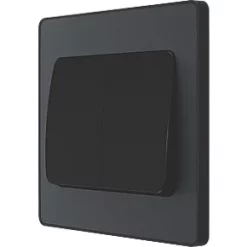 British General Evolve 20 A 16AX 2-Gang 2-Way Wide Rocker Light Switch Grey with Black Inserts