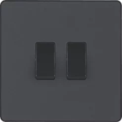 British General Evolve 20 A 16AX 2-Gang 2-Way Light Switch Grey with Black Inserts -British General Switches & Sockets Store 201PY A2