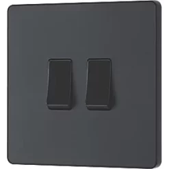 British General Evolve 20 A 16AX 2-Gang 2-Way Light Switch Grey with Black Inserts -British General Switches & Sockets Store 201PY A3