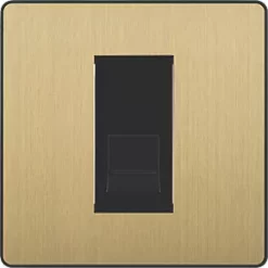British General Evolve Slave Telephone Socket Satin Brass with Black Inserts -British General Switches & Sockets Store 203RF A2