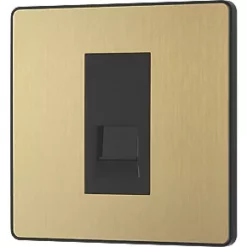 British General Evolve Slave Telephone Socket Satin Brass with Black Inserts -British General Switches & Sockets Store 203RF A3