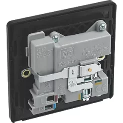 British General Evolve 13A 1-Gang SP Switched Socket + 2.1A 2-Outlet Type A USB Charger Matt Black with Black Inserts -British General Switches & Sockets Store 204RF A4