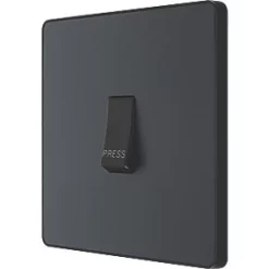 British General Evolve 10A 1-Gang 1-Way Bell Push Switch Grey with Black Inserts