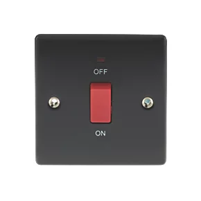 British General Nexus Metal 45A 1-Gang DP Cooker Switch Matt Black with LED 2 British General Nexus Metal 45A 1-Gang DP Cooker Switch Matt Black with LED - Image 2