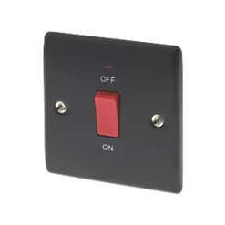 British General Nexus Metal 45A 1-Gang DP Cooker Switch Matt Black with LED