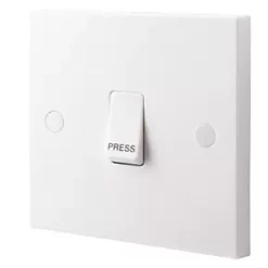 British General 900 Series 10AX 1-Gang 2-Way 'Press' Retractive Switch White