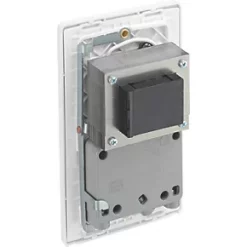 British General Evolve 2-Gang Dual Voltage Shaver Socket 115/240V Pearlescent White with White Inserts -British General Switches & Sockets Store 231RF A4