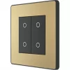 British General Evolve 2-Gang 2-Way LED Double Secondary Touch Trailing Edge Dimmer Switch Satin Brass with Black Inserts