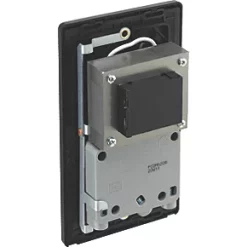 British General Evolve 2-Gang Dual Voltage Shaver Socket 115/240V Matt Black with Black Inserts -British General Switches & Sockets Store 249RF A4