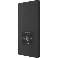 British General Evolve 2-Gang Dual Voltage Shaver Socket 115/240V Matt Black with Black Inserts