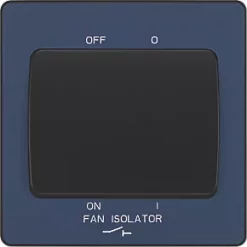 British General Evolve 10A 1-Gang 3-Pole Fan Isolator Switch Blue with Black Inserts -British General Switches & Sockets Store 252PX A2