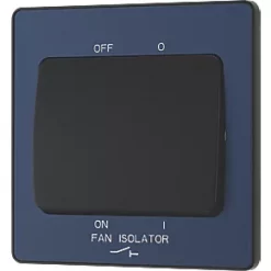 British General Evolve 10A 1-Gang 3-Pole Fan Isolator Switch Blue with Black Inserts -British General Switches & Sockets Store 252PX A3