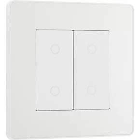 British General Evolve 2-Gang 2-Way LED Double Master Touch Trailing Edge Dimmer Switch Pearlescent White with White Inserts 2 British General Evolve 2-Gang 2-Way LED Double Master Touch Trailing Edge Dimmer Switch Pearlescent White with White Inserts - Image 2