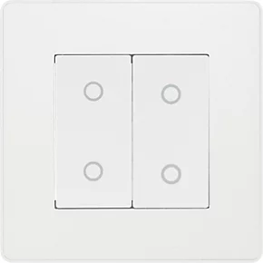 British General Evolve 2-Gang 2-Way LED Double Master Touch Trailing Edge Dimmer Switch Pearlescent White with White Inserts 3 British General Evolve 2-Gang 2-Way LED Double Master Touch Trailing Edge Dimmer Switch Pearlescent White with White Inserts - Image 3