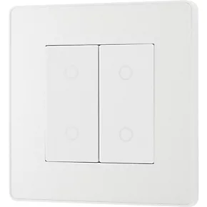 British General Evolve 2-Gang 2-Way LED Double Master Touch Trailing Edge Dimmer Switch Pearlescent White with White Inserts 4 British General Evolve 2-Gang 2-Way LED Double Master Touch Trailing Edge Dimmer Switch Pearlescent White with White Inserts - Image 4