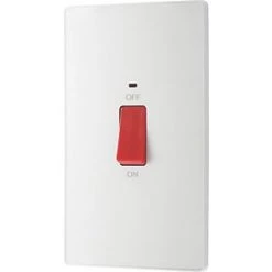 British General Evolve 45A 1-Gang 2-Pole Cooker Switch Pearlescent White with LED with White Inserts -British General Switches & Sockets Store 256PY A3