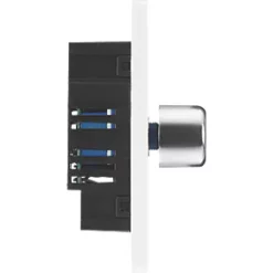 British General Evolve 1-Gang 2-Way LED Trailing Edge Single Push Dimmer Switch with Rotary Control Brushed Steel with White Inserts -British General Switches & Sockets Store 259PY A5