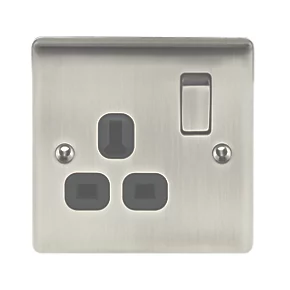 British General Nexus Metal 13A 1-Gang DP Switched Plug Socket Brushed Iridium with Black Inserts 2 British General Nexus Metal 13A 1-Gang DP Switched Plug Socket Brushed Iridium with Black Inserts - Image 2