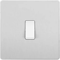 British General Evolve 20 A 16AX 1-Gang 2-Way Light Switch Brushed Steel with White Inserts -British General Switches & Sockets Store 268PY A2