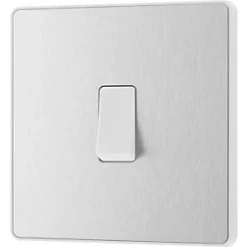 British General Evolve 20 A 16AX 1-Gang 2-Way Light Switch Brushed Steel with White Inserts -British General Switches & Sockets Store 268PY A3