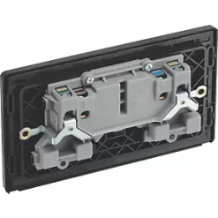 British General Evolve 13A 2-Gang SP Switched Socket Matt Black with Black Inserts -British General Switches & Sockets Store 275RF A4