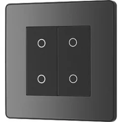 British General Evolve 2-Gang 2-Way LED Double Secondary Touch Trailing Edge Dimmer Switch Black with Black Inserts -British General Switches & Sockets Store 278PY A3