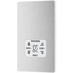British General Evolve 2-Gang Dual Voltage Shaver Socket 115/240V Brushed Steel with White Inserts 9 British General Evolve 2-Gang Dual Voltage Shaver Socket 115/240V Brushed Steel with White Inserts -British General Switches & Sockets Store 279RF A3