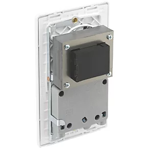 British General Evolve 2-Gang Dual Voltage Shaver Socket 115/240V Brushed Steel with White Inserts 5 British General Evolve 2-Gang Dual Voltage Shaver Socket 115/240V Brushed Steel with White Inserts - Image 5