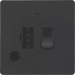 British General Evolve 13A Switched Fused Spur with LED Matt Black with Black Inserts -British General Switches & Sockets Store 280PX A2
