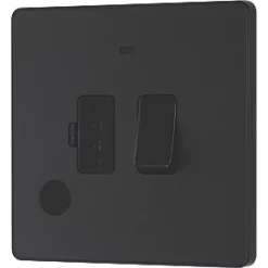 British General Evolve 13A Switched Fused Spur with LED Matt Black with Black Inserts -British General Switches & Sockets Store 280PX A3