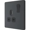 British General Evolve 13A 1-Gang SP Switched Socket Grey with Black Inserts