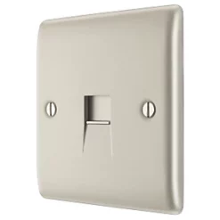British General Nexus Metal Slave Telephone Socket Pearl Nickel with Colour-Matched Inserts