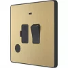 British General Evolve 13A Switched Fused Spur with LED Satin Brass with Black Inserts