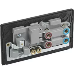 British General Evolve 45A 2-Gang 2-Pole Cooker Switch & 13A DP Switched Socket Satin Brass with LED with Black Inserts -British General Switches & Sockets Store 288PX A4