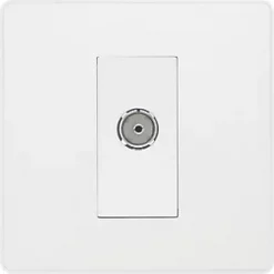 British General Evolve Coaxial TV / FM Socket Pearlescent White with White Inserts -British General Switches & Sockets Store 290RF A2