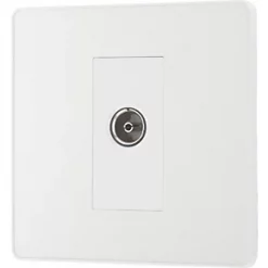 British General Evolve Coaxial TV / FM Socket Pearlescent White with White Inserts -British General Switches & Sockets Store 290RF A3