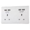 British General 800 Series 13A 2-Gang SP Unswitched Socket + 4.2A 4-Outlet Type A USB Charger White