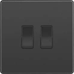 British General Evolve 20 A 16AX 2-Gang 2-Way Light Switch Black with Black Inserts -British General Switches & Sockets Store 301PY A2