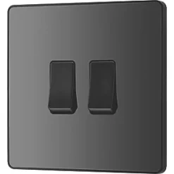 British General Evolve 20 A 16AX 2-Gang 2-Way Light Switch Black with Black Inserts -British General Switches & Sockets Store 301PY A3