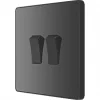 British General Evolve 20 A 16AX 2-Gang 2-Way Light Switch Black with Black Inserts