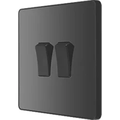 British General Evolve 20 A 16AX 2-Gang 2-Way Light Switch Black with Black Inserts