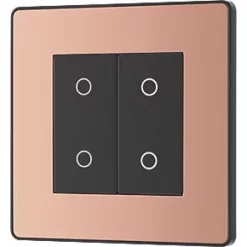 British General Evolve 2-Gang 2-Way LED Double Secondary Touch Trailing Edge Dimmer Switch Copper with Black Inserts -British General Switches & Sockets Store 307PY A3