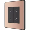 British General Evolve 2-Gang 2-Way LED Double Secondary Touch Trailing Edge Dimmer Switch Copper with Black Inserts