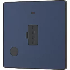 British General Evolve 13A Unswitched Fused Spur with LED Blue with Black Inserts -British General Switches & Sockets Store 308PX A3