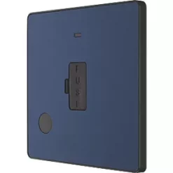 British General Evolve 13A Unswitched Fused Spur with LED Blue with Black Inserts