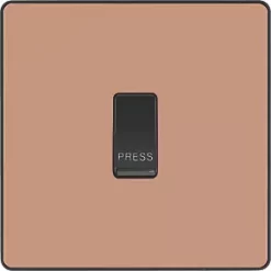 British General Evolve 10A 1-Gang 1-Way Bell Push Switch Copper with Black Inserts -British General Switches & Sockets Store 311PY A2