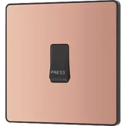 British General Evolve 10A 1-Gang 1-Way Bell Push Switch Copper with Black Inserts -British General Switches & Sockets Store 311PY A3