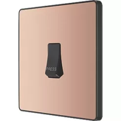 British General Evolve 10A 1-Gang 1-Way Bell Push Switch Copper with Black Inserts