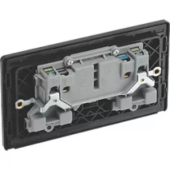 British General Evolve 13A 2-Gang SP Switched Socket Satin Brass with Black Inserts -British General Switches & Sockets Store 311RF A4