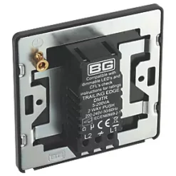 British General Evolve 1-Gang 2-Way LED Trailing Edge Single Push Dimmer Switch with Rotary Control Satin Brass with Black Inserts -British General Switches & Sockets Store 312PY A4